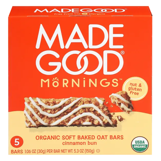 Mornings Organic Gluten Free Cinnamon Bun Oat Bars - 5 ct