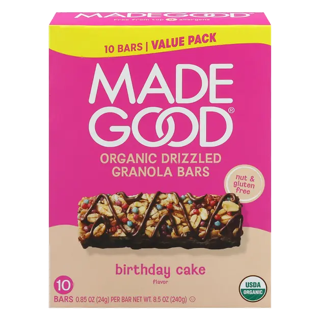 Organic Birthday Cake Drizzled Granola Bars - 10 ct
