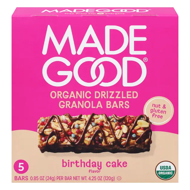 Organic Chocolate Drizzled Birthday Cake Granola Bar - 5 ct