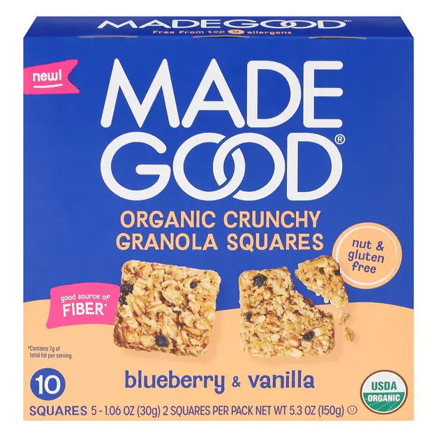 Organic Crunchy Blueberry & Vanilla Granola Squares - 5 ct