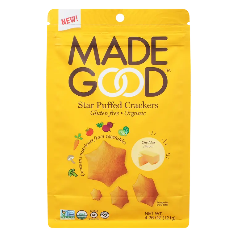 Organic Gluten Free Cheddar Flavor Star Puffed Crackers
