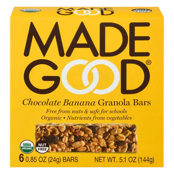 Organic Gluten & Nut Free Chocolate Banana Granola Bars - 6 ct