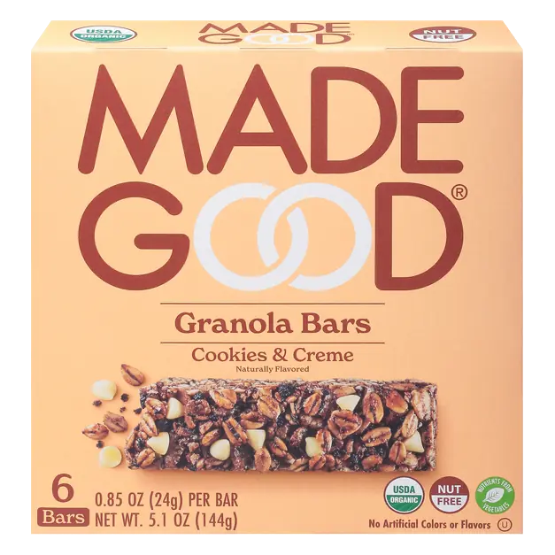 Organic Gluten & Nut Free Cookies & Creme Granola Bars - 6 ct