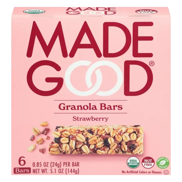 Organic Nut Free Strawberry Granola Bars - 6 ct