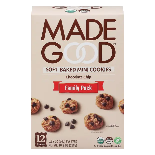 Organic Soft Baked Mini Chocolate Chip Cookie Packs - 12 ct