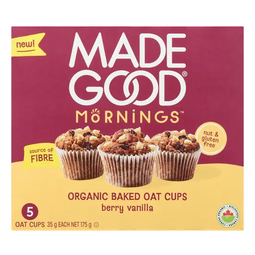 Made Good Mornings Organic Baked Oat Cups Berry Vanilla 175 g