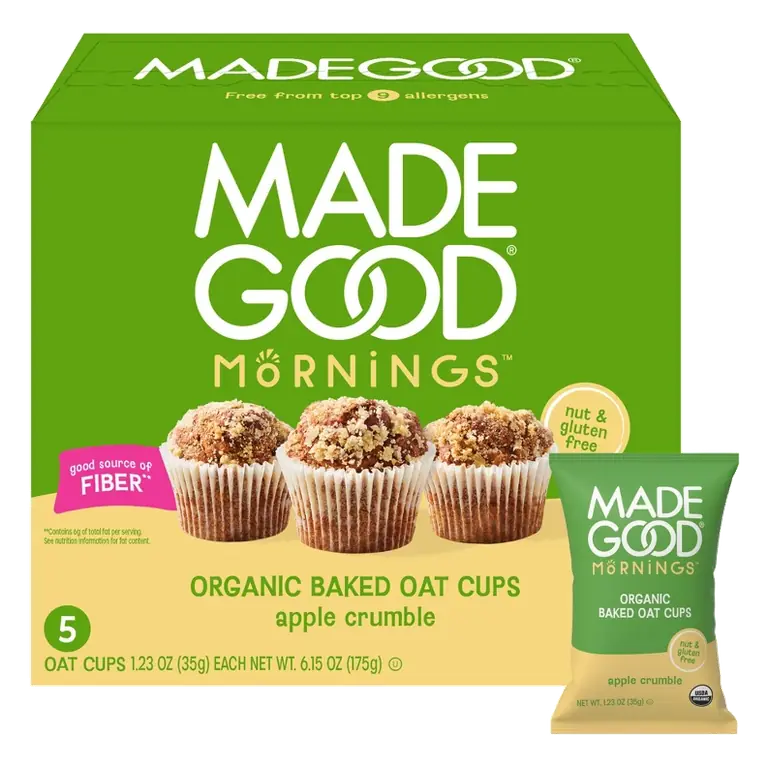 MadeGood Apple Crumble Organic Baked Oat Cups, 6.15oz/5ct