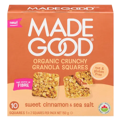 Organic Crunchy Squares Bars Sweet Cinnamon 150 g