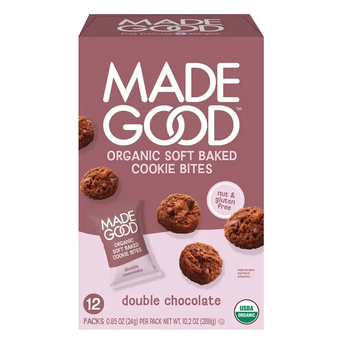 MadeGood Organic Gluten Free Double Chocolate Cookies Soft Baked, 10.2oz/12ct