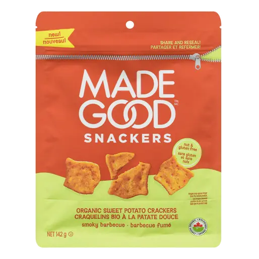 Snackers Organic Sweet Potato Crackers Smoky Barbecue 142 g