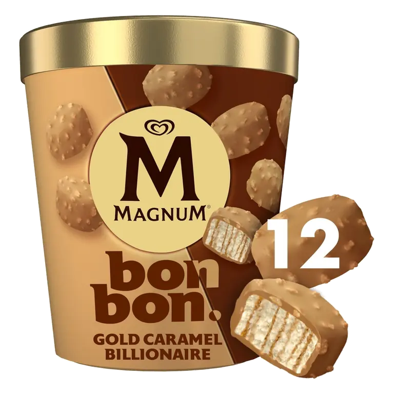 Bonbon Gold Caramel Billionaire Ice Cream Frozen Snack 12 pack