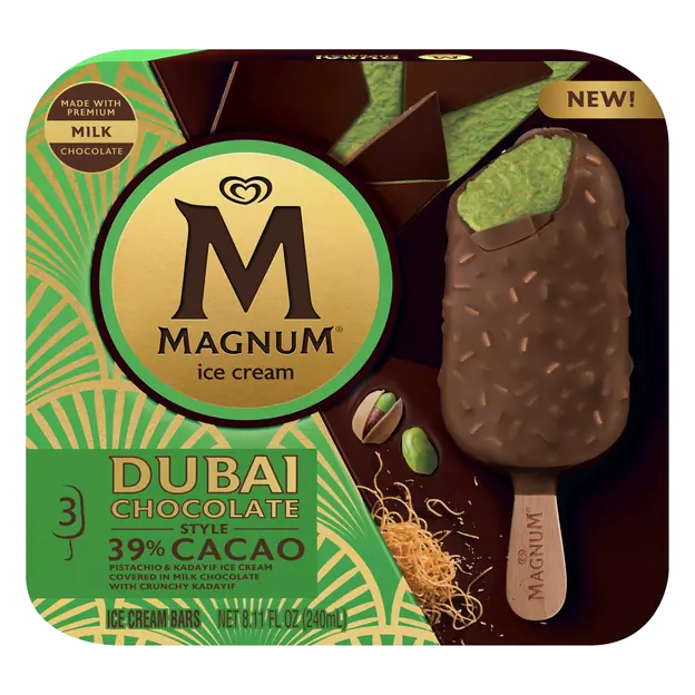 Dubai Chocolate Style Ice Cream Bars - 3 ct
