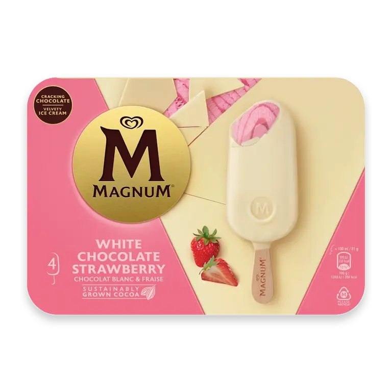 Glass Magnum White chocolate strawberry 4-p