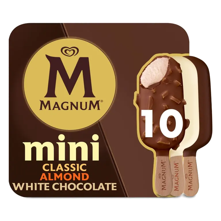 Mini Classic, Almond & White Chocolate Ice Cream Sticks 10 x 55ml