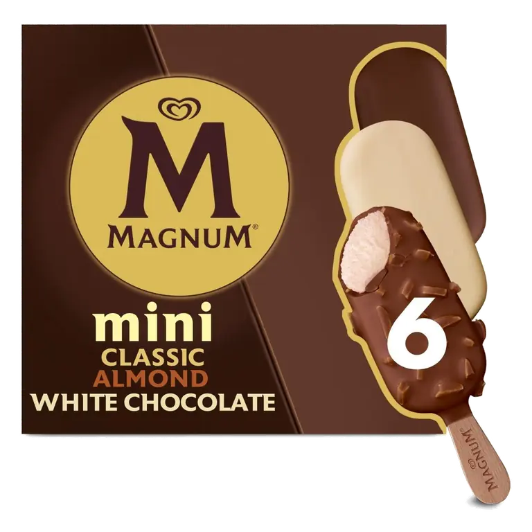 Mini Classic, Almond & White Chocolate Ice Cream Sticks 6 x 55ml