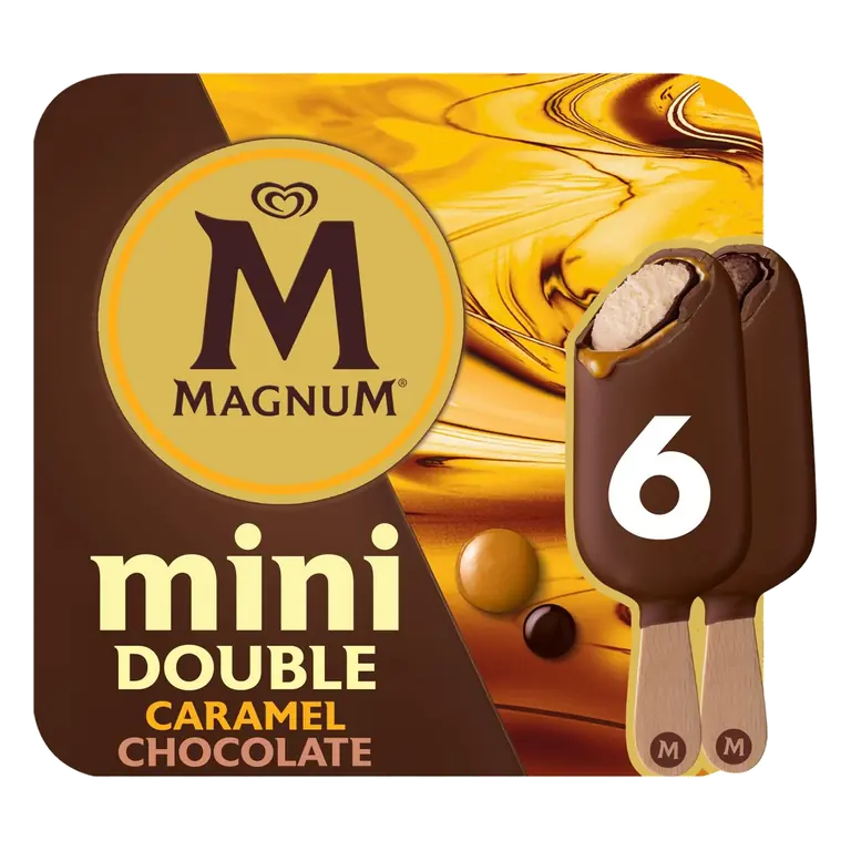 Mini Double Chocolate & Double Caramel Ice Cream Sticks 6 x 55ml