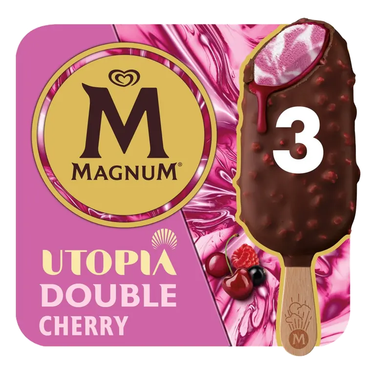 Utopia Double Cherry Ice Cream Sticks 3 x 85ml