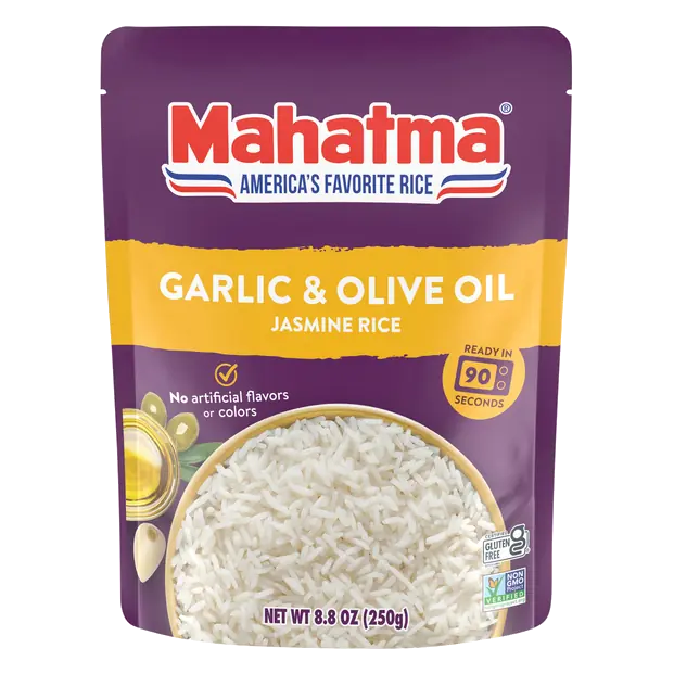 90 Second Microwave Garlic & Olive Oil Flavored Jasmine Rice