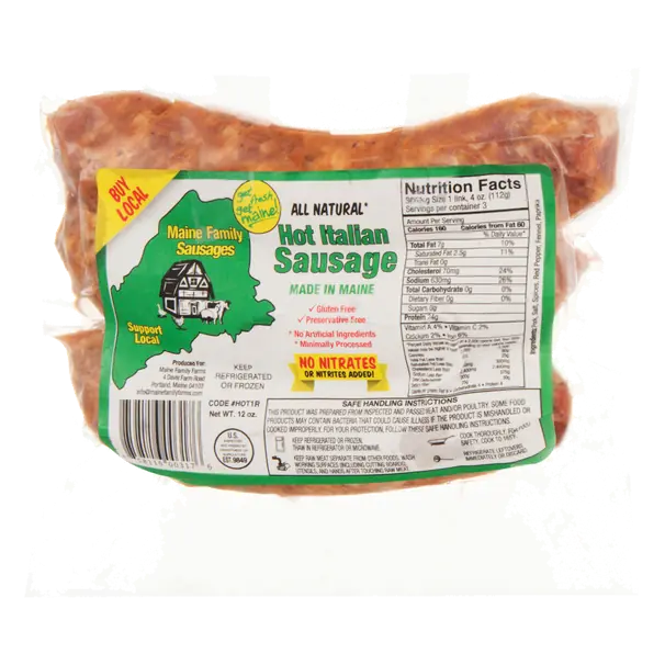 All Natural Hot Italian Sausage - 3 ct