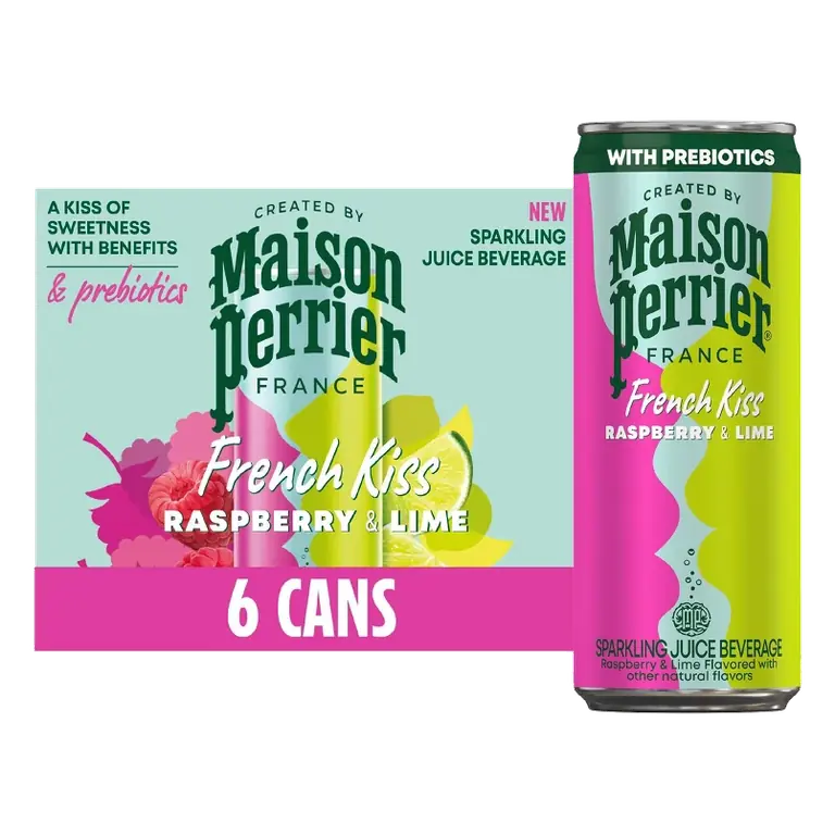 Maison Perrier French Kiss Raspberry and Lime Flavored Sparkling Water with Real Fruit Juice, 6pk/11.15 fl oz