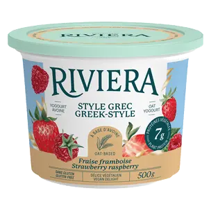 Riviera Gluten-Free Plant Based Oat Yogurt Greek Style Strawberry Raspberry 500 g