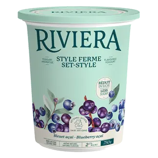 Riviera Less Sugar 2.5% Yogurt Set Style Blueberry Açaí 750 g