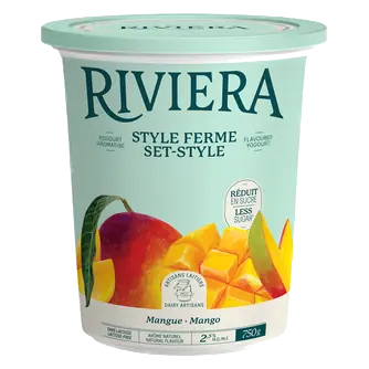Riviera Less Sugar 2.5% Yogurt Set Style Mango 750 g