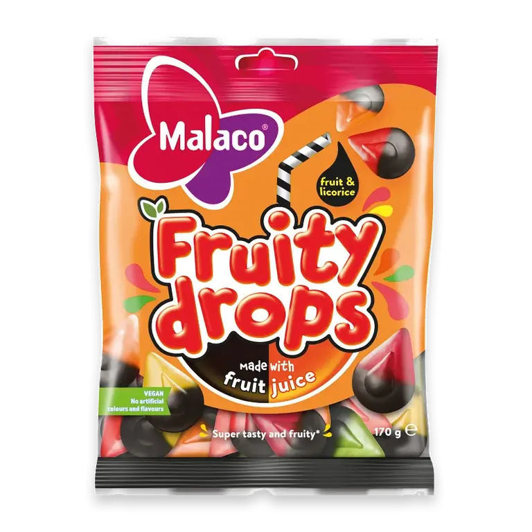 Godis Fruity Drops Licorice 170g