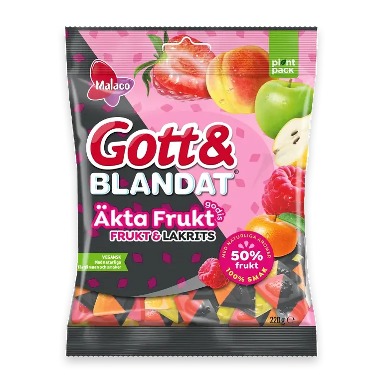 Gott & Blandat Äkta Frukt Frukt & Lakrits 220g