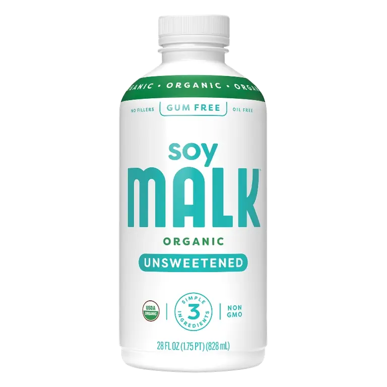 MALK Organics Unsweetened Soy Milk, 28 fl oz: Dairy-Free, Vegan
