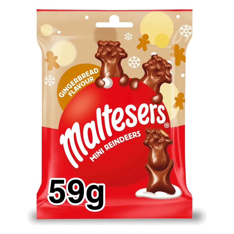 Mini Reindeer Gingerbread Chocolate Christmas Treats Bag 59g