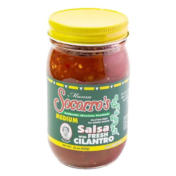 Mama Socorro's Medium Salsa with Fresh Cilantro Jar