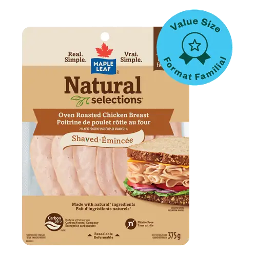 Natural Selections Deli Shaved Chicken Breast Oven Roasted Family Size 375 g