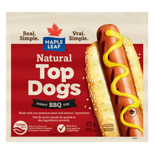 Natural Hot Dogs Top Dogs BBQ Size 375 g