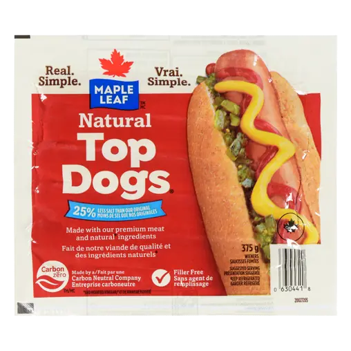 Natural Top Dogs Hot Dogs Less Salt 375 g