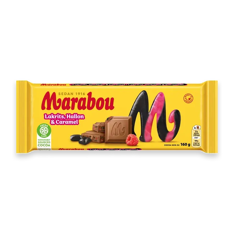 Chokladkaka Lakrits, Hallon & Caramel 160g