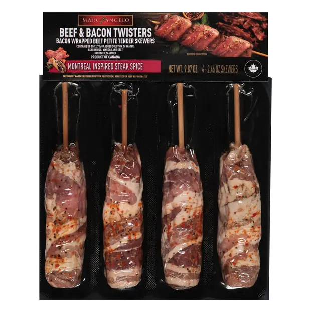 Montreal Spice Bacon Twisters Beef Petite Tender Skewers 4 ct