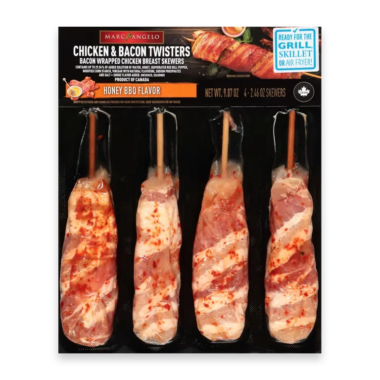 Honey BBQ Bacon Wrapped Chicken Skewer