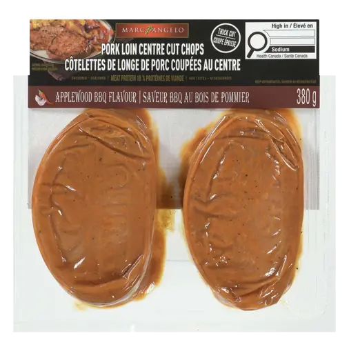 Pork Loin Centre Cut Chops Applewood BBQ Flavour Thick Cut 380 g