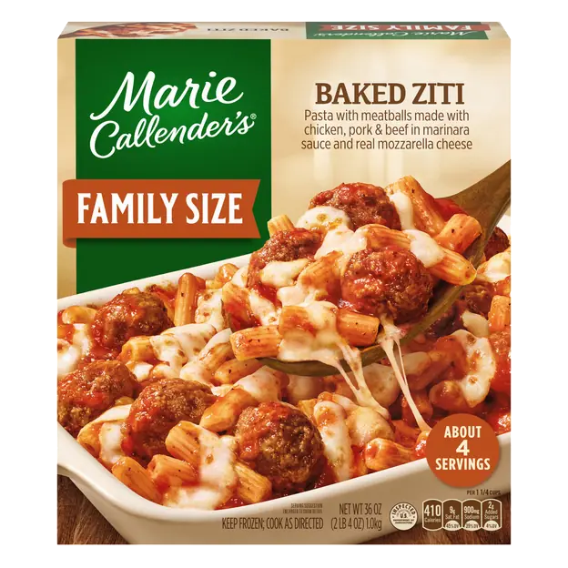 Baked Ziti Pasta & Meatballs Family Size Frozen Meal