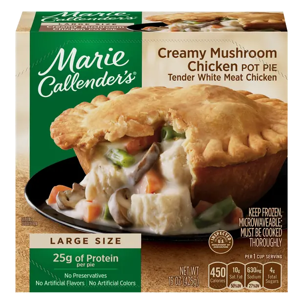 Creamy Mushroom Chicken Pot Pie Large Size Frozen Meal