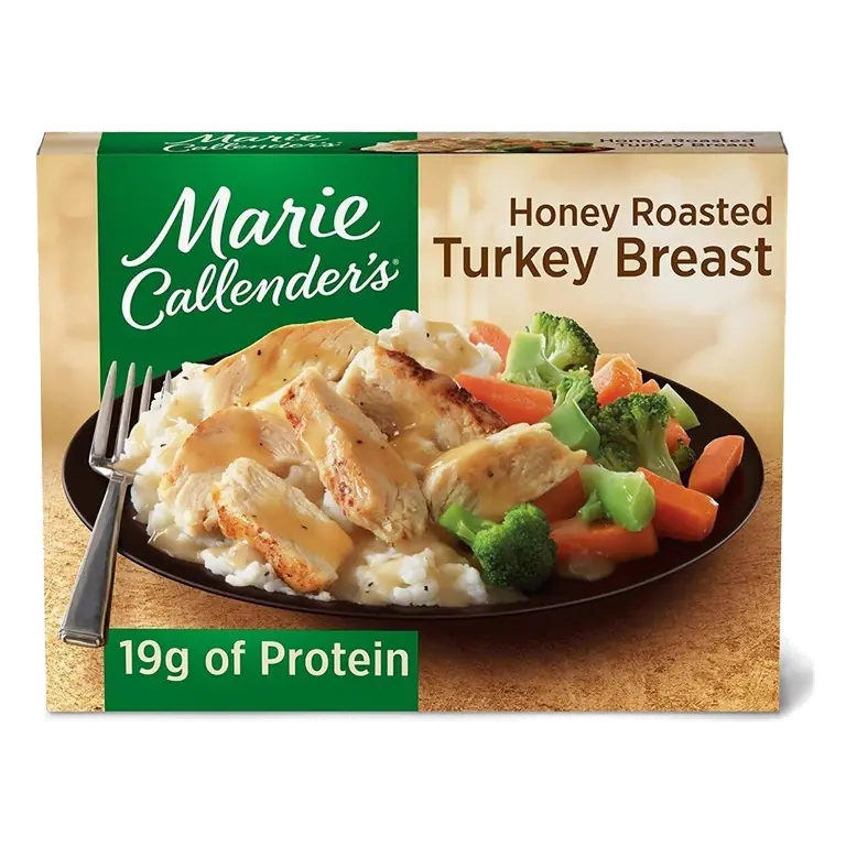 Honey Roasted Turkey Breast in a Sweet Gravy Served with Creamy Mashed Potatoes and Vegetables