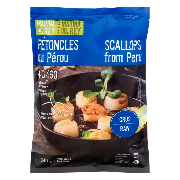 Marina Del Rey Frozen Peruvian Scallops 40-60 Count 340 g