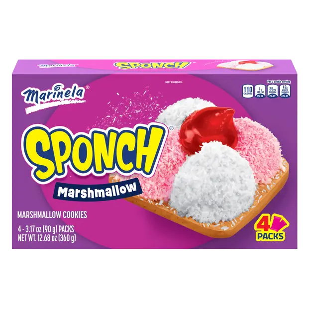 Sponch Coconut & Strawberry Marshmallow Cookies - 4 ct