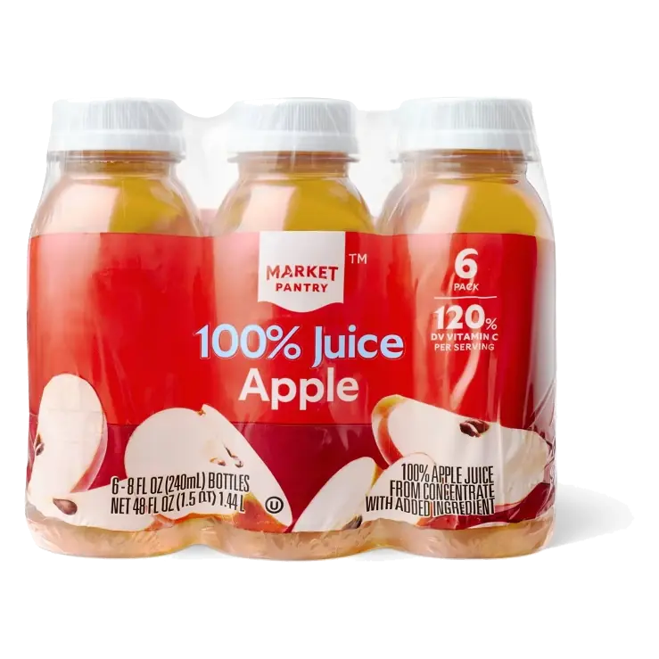 100% Apple Juice Multipack Fruit Juice - 6pk/8 fl oz Market Pantry™