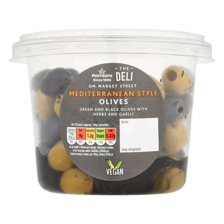 Deli Mediterranean Style Green & Black Olives With Herbs 400g