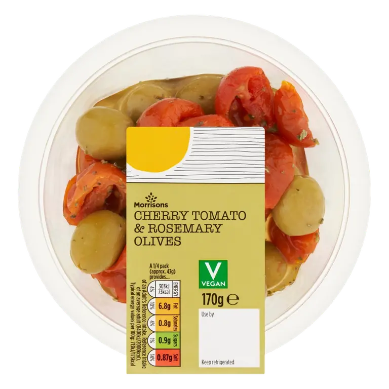 Morrisons Cherry Tomato & Rosemary Olives 170g