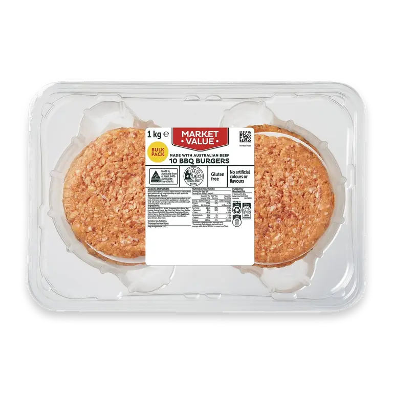 10 BBQ Burgers Patties Bulk Pack