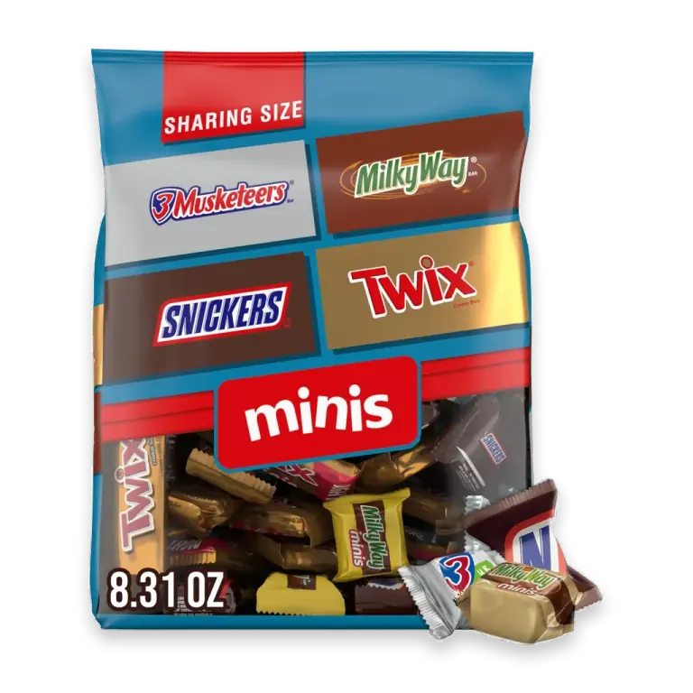 Snickers Twix Milky Way & 3 Musketeers Minis Chocolate Candy Bars Variety Pack Bag