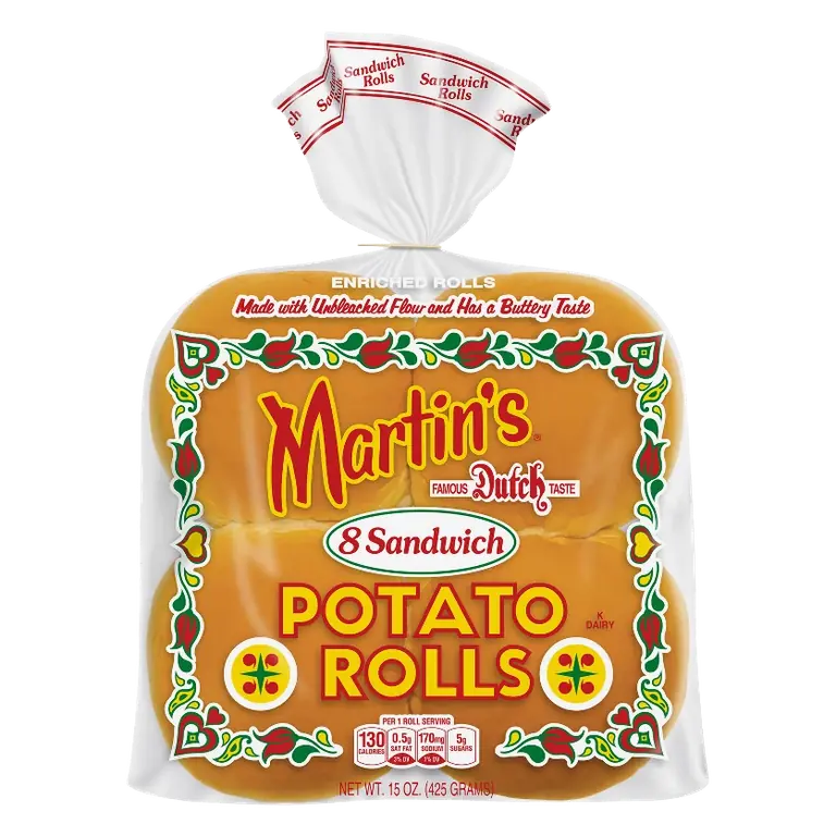 Martin's Potato Sandwich Rolls, 15oz/8ct: Low Sodium, Cholesterol Free, Soy-Free